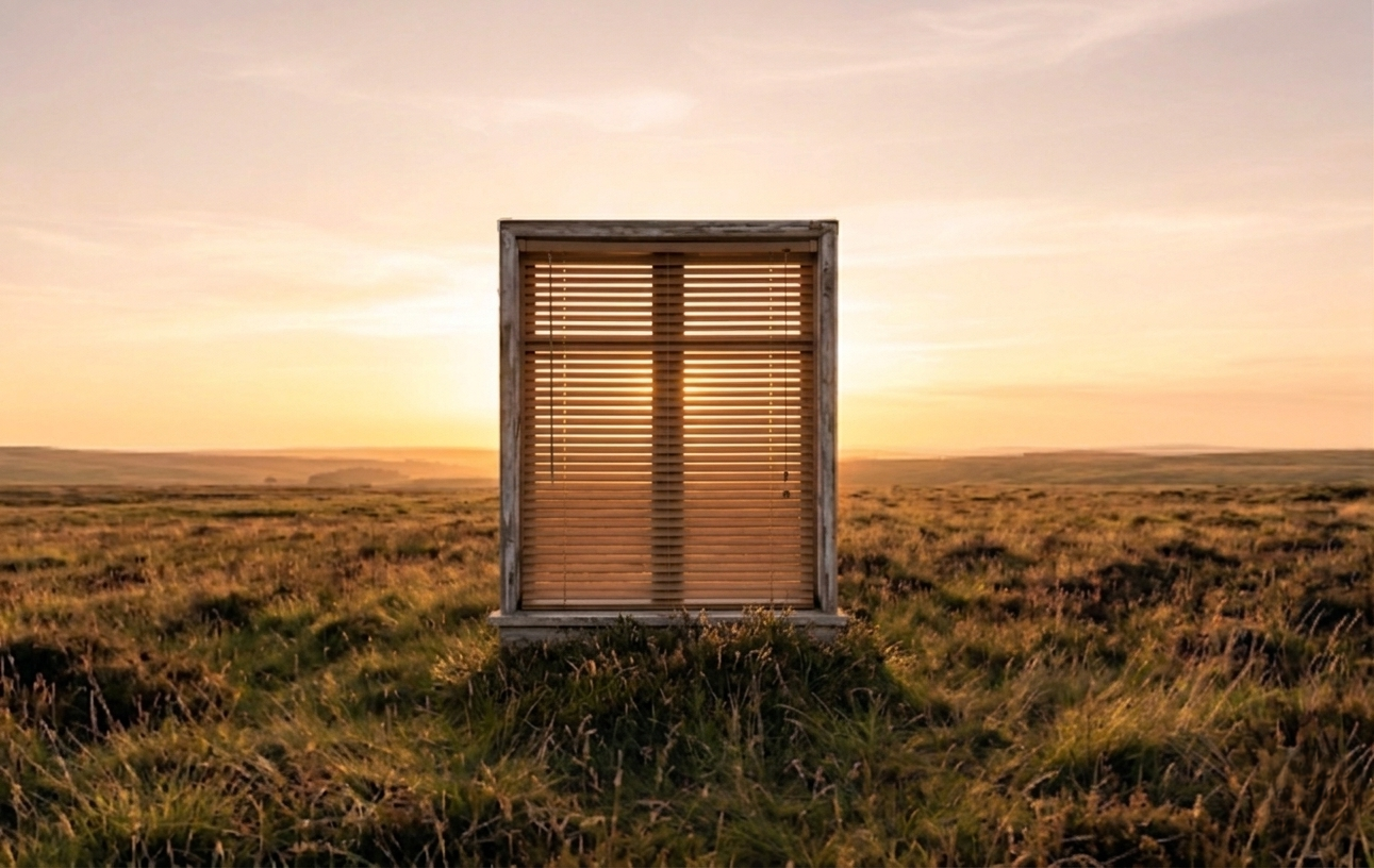 Hetzelfde raam met fotorealistische houten lamellen ingerenderd